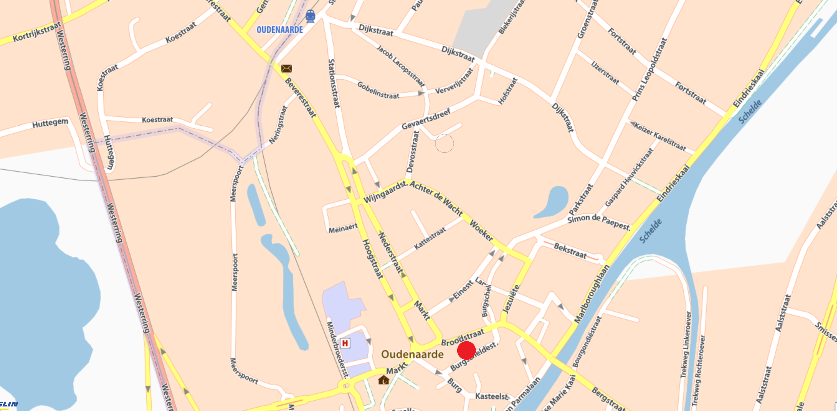 locatie nieuwe winkel Oudenaarde aangeduid